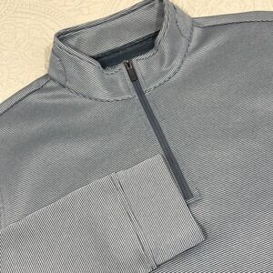 Hickey Freeman Mens Blue White Micro Stripe Quarter Zip Pullover Sweater Large